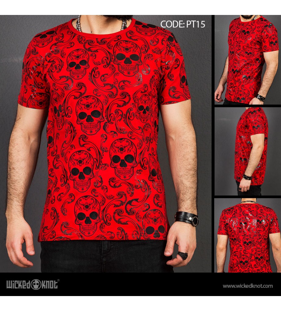 red printed t shirt